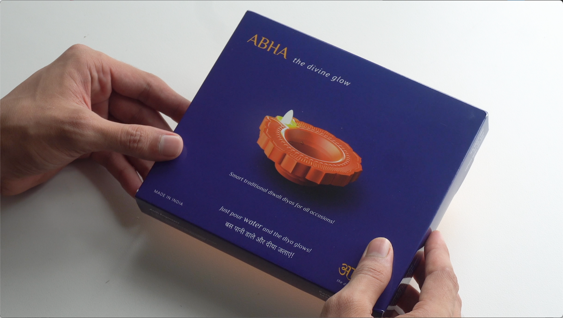 Load video: Abha the divine glow official video. Abha magical Diya. water lit Diya. Made in India. Navaratri Diyas. Diwali Gifts. Festival gifts. Gifts for Indian festivals. Designed and developed by Arch Engineers. Authentic.